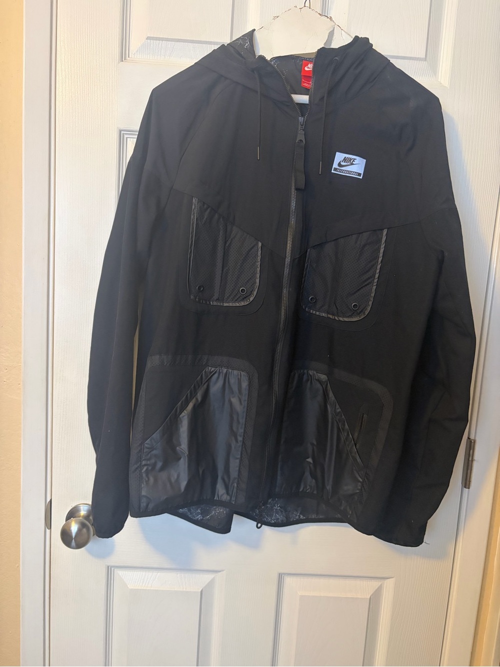 Nike Black Hooded Windbreaker with Mesh Pocket Accents